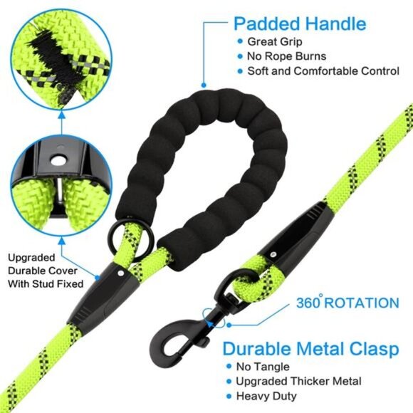 Pet Long Rope Dog Leash, Heavy Duty, Reflective, With Comfortable Padded - Picture 2 of 5